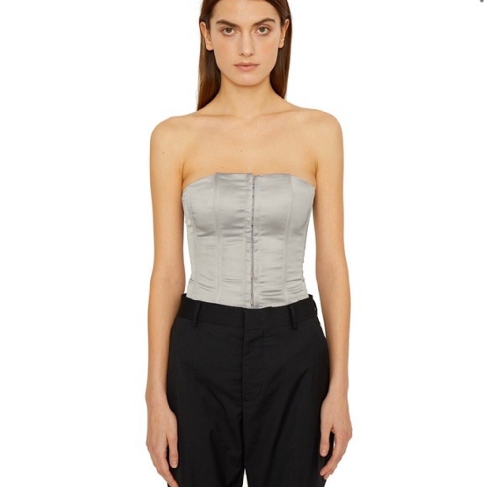 Danielle Guizio silver gray satin corset ✨